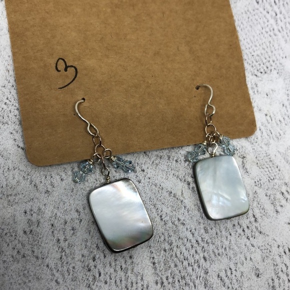 Artisan handcrafted abalone mop shell and crystal dangle earrings pick/choose - Picture 6 of 6